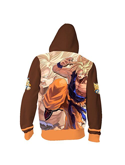 CHENMA Men Dragon Ball Long Sleeve Full-Zip Bomber Jacket Hooded Varsity Jacket