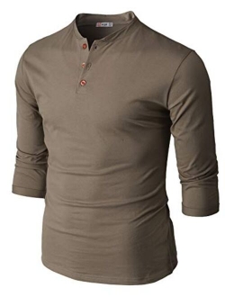 H2H Mens Casual Premium Slim Fit Henley Shirts Lightweight Thin Fabric