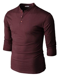 H2H Mens Casual Premium Slim Fit Henley Shirts Lightweight Thin Fabric