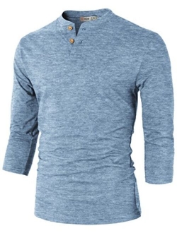 H2H Mens Casual Premium Slim Fit Henley Shirts Lightweight Thin Fabric