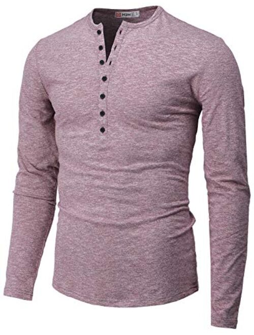 H2H Mens Casual Premium Slim Fit Henley Shirts Lightweight Thin Fabric