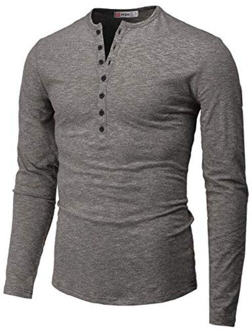 H2H Mens Casual Premium Slim Fit Henley Shirts Lightweight Thin Fabric