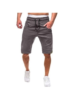 DIOMOR Mens Classic Outdoor Big Pockets Drawstring Cargo Shorts Fashion Elastic Waist Beach Trunks Athletic Hiking Pants