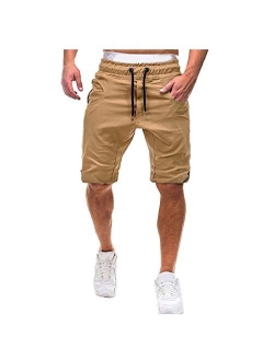 DIOMOR Mens Classic Outdoor Big Pockets Drawstring Cargo Shorts Fashion Elastic Waist Beach Trunks Athletic Hiking Pants