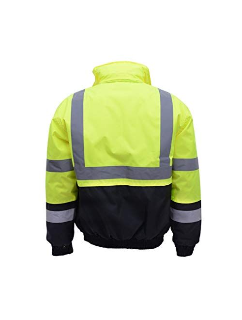 UNINOVA Bomber Safety Jacket - Reflective Safety Rain Coat for Men With Waterproof Hat