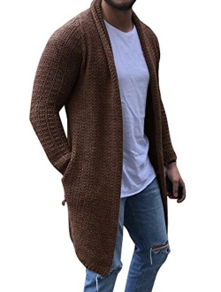 Mens Cardigan Sweaters Long Sleeve Knit Open Front Cardigans with Pocket