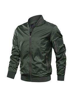 TACVASEN Men's Jacket-Lightweight Casual Spring Fall Flight Bomber Zip Pockets Coat Outwear