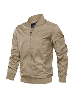 TACVASEN Men's Jacket-Lightweight Casual Spring Fall Flight Bomber Zip Pockets Coat Outwear