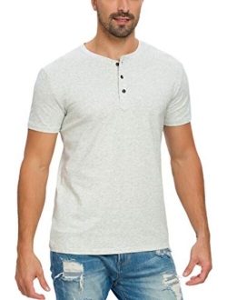 Boisouey Men's Casual Slim Fit Short Sleeve Henley T-Shirts Cotton Shirts