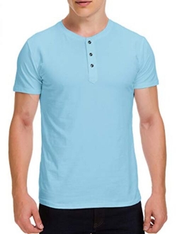 Boisouey Men's Casual Slim Fit Short Sleeve Henley T-Shirts Cotton Shirts