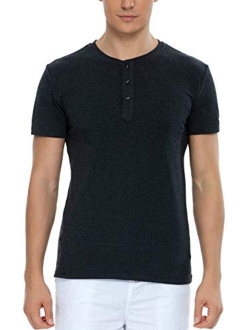 Boisouey Men's Casual Slim Fit Short Sleeve Henley T-Shirts Cotton Shirts