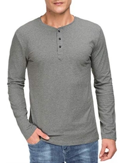 Boisouey Men's Casual Slim Fit Short Sleeve Henley T-Shirts Cotton Shirts