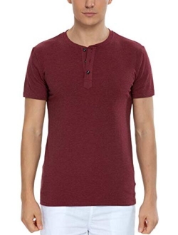 Boisouey Men's Casual Slim Fit Short Sleeve Henley T-Shirts Cotton Shirts