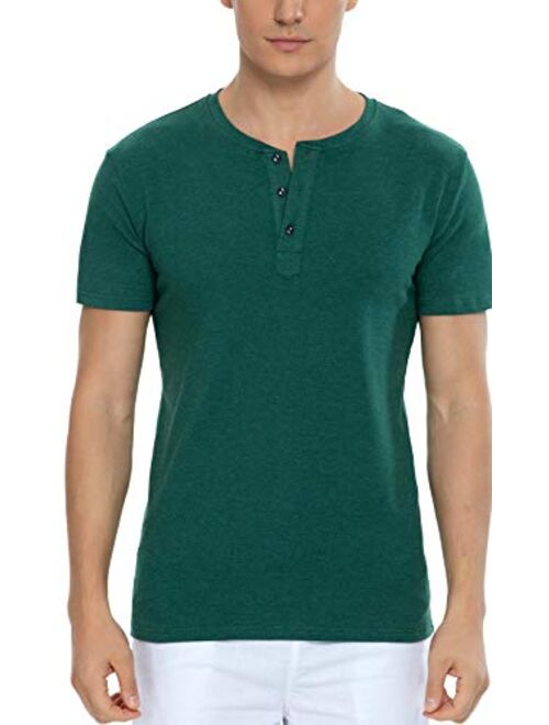 Boisouey Men's Casual Slim Fit Short Sleeve Henley T-Shirts Cotton Shirts