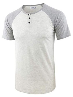 HARBETH Men's Casual Short Sleeve Henley Shirt Raglan Fit Baseball T-Shirts Tee