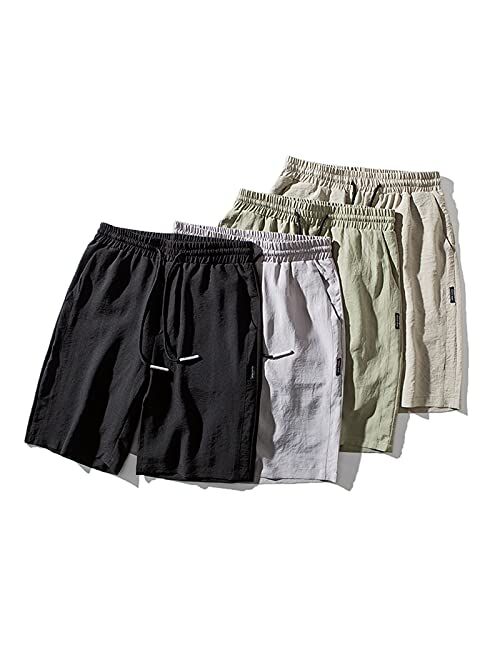 DIOMOR Fashion Ourdoor Shorts for Men 9 Inch Inseam Drawstring Cargo Shorts Pure Color Beach Trunks Elastic Waist Pants