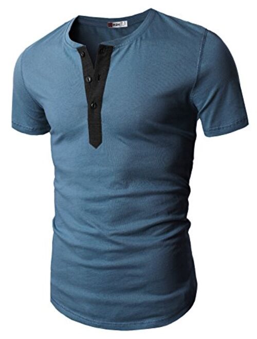 H2H Mens Summer Casual V-Neck Button Cuffs Cardigan Short Sleeve T-Shirts