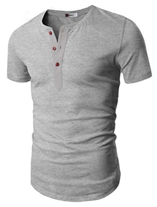 H2H Mens Summer Casual V-Neck Button Cuffs Cardigan Short Sleeve T-Shirts