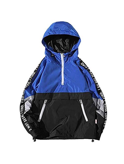 HZCX FASHION Mens Pullover Hooded Waterproof Lightweight Windbreaker Jackets