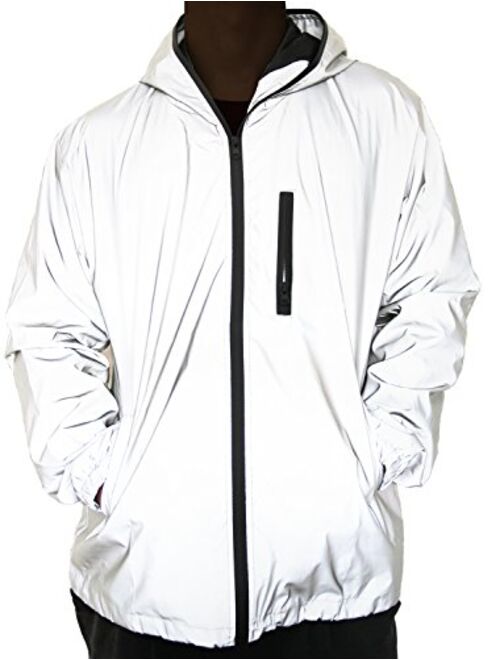 fangfei 3M Reflective Coat Hooded Windbreaker Fashion Runing Pocket Jacket