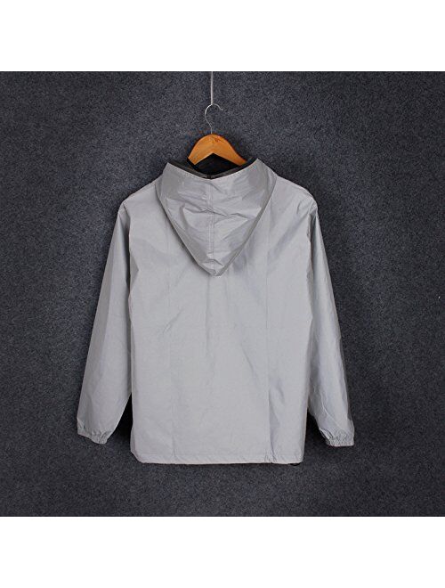 fangfei 3M Reflective Coat Hooded Windbreaker Fashion Runing Pocket Jacket