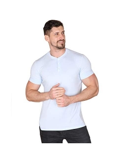 Men Casual Henley T Shirt Sexy V Neck Cotton Short Sleeve Tops