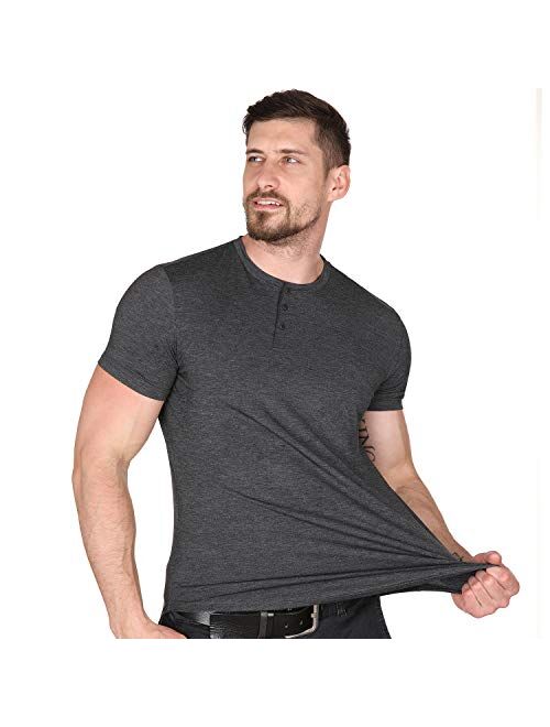 Men Casual Henley T Shirt Sexy V Neck Cotton Short Sleeve Tops