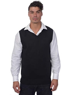 TR Fashion Men's Soft Stretch Solid and Argyle V-Neck Casual Pullover Vest