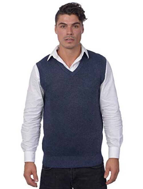 TR Fashion Men's Soft Stretch Solid and Argyle V-Neck Casual Pullover Vest