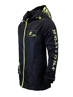 Screenshotbrand Lightweight Hooded Water Resistant Windbreaker - Zip-up Fashion Map Print Rain Jacket