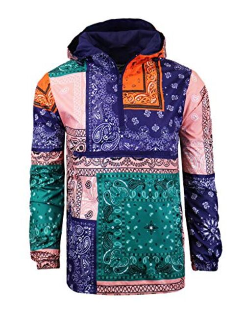 Screenshotbrand Lightweight Hooded Water Resistant Windbreaker - Zip-up Fashion Map Print Rain Jacket