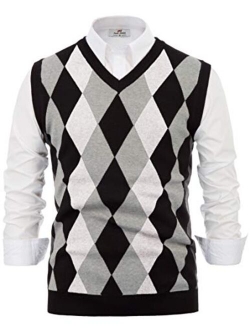 PAUL JONES Mens Argyle Sweater Vest Casual V-Neck Pullover Vest