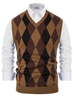 PAUL JONES Mens Argyle Sweater Vest Casual V-Neck Pullover Vest