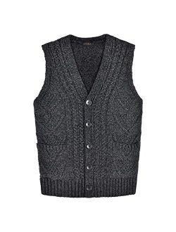 BOTVELA Mens Casual Knit Sweater Vest V-Neck Button-Down Waistcoat with Pockets