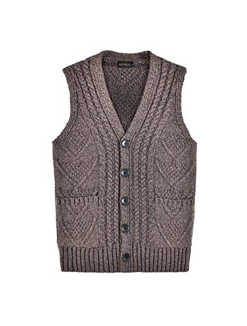 BOTVELA Mens Casual Knit Sweater Vest V-Neck Button-Down Waistcoat with Pockets