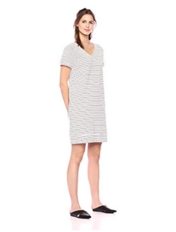 Amazon Brand - Daily Ritual Women's Terry Cotton and Modal Short-Sleeve V-Neck Dress