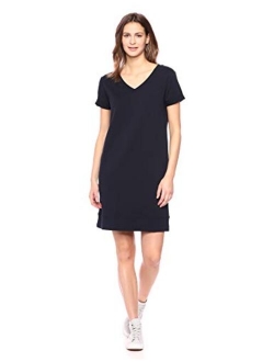 Amazon Brand - Daily Ritual Women's Terry Cotton and Modal Short-Sleeve V-Neck Dress