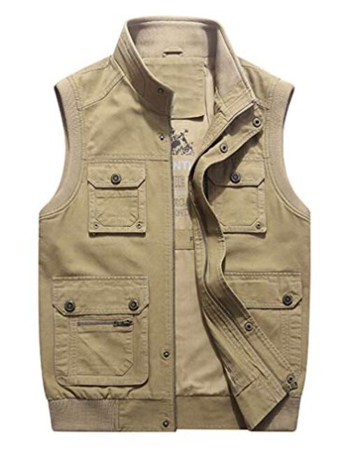 Lavnis Men's Active Cargo Vest Casual Outdoor Pockets Fishing Safari Travel Vests Jacket