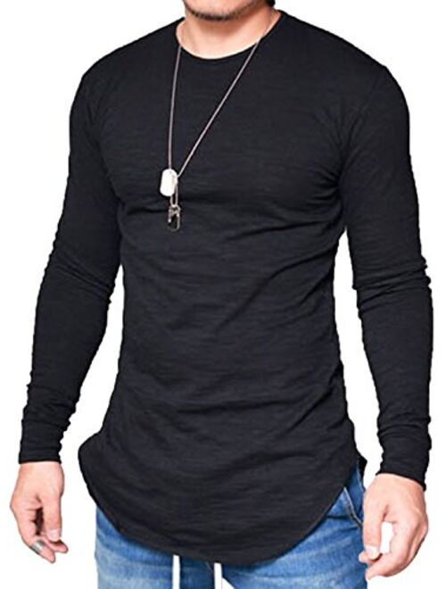 JOKHOO Mens Long Sleeve Hipster Hip Hop Basic Henley T Shirt for Men