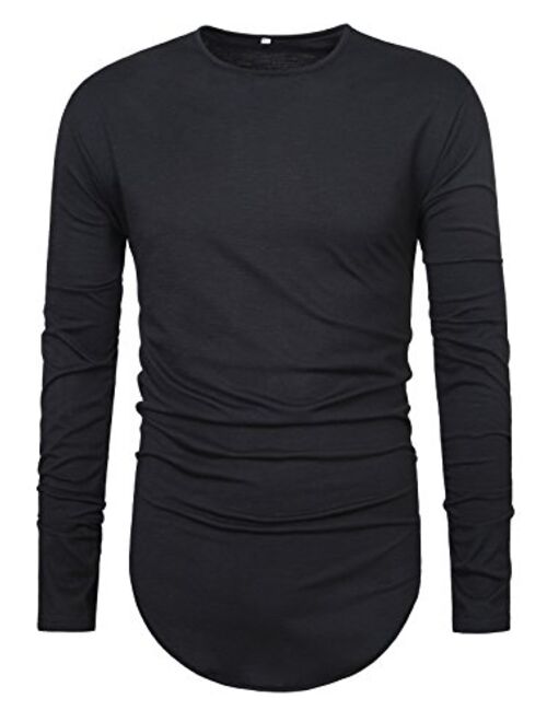 JOKHOO Mens Long Sleeve Hipster Hip Hop Basic Henley T Shirt for Men