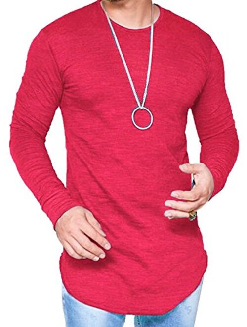 JOKHOO Mens Long Sleeve Hipster Hip Hop Basic Henley T Shirt for Men