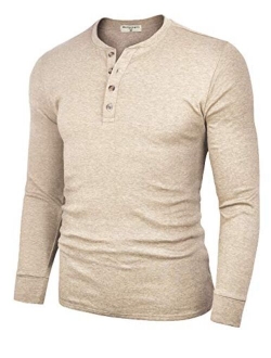 Derminpro Men's Henley Cotton Casual Short/Long Sleeve Lightweight Button T-Shirts