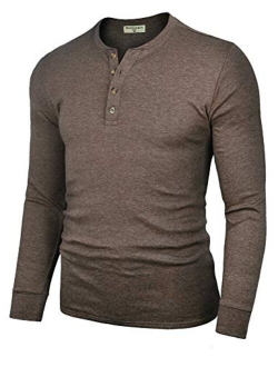 Derminpro Men's Henley Cotton Casual Short/Long Sleeve Lightweight Button T-Shirts