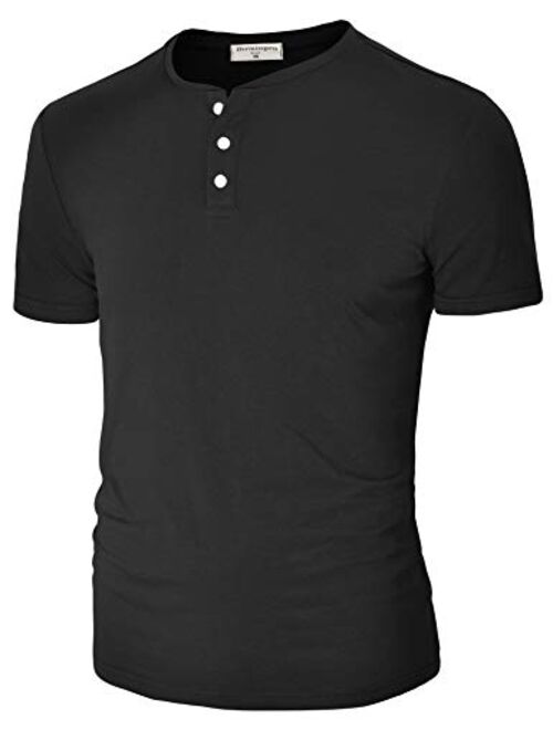 Derminpro Men's Henley Cotton Casual Short/Long Sleeve Lightweight Button T-Shirts