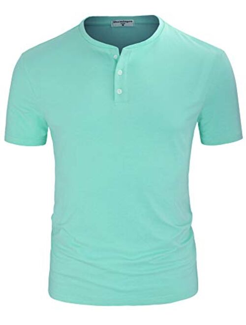 Derminpro Men's Henley Cotton Casual Short/Long Sleeve Lightweight Button T-Shirts