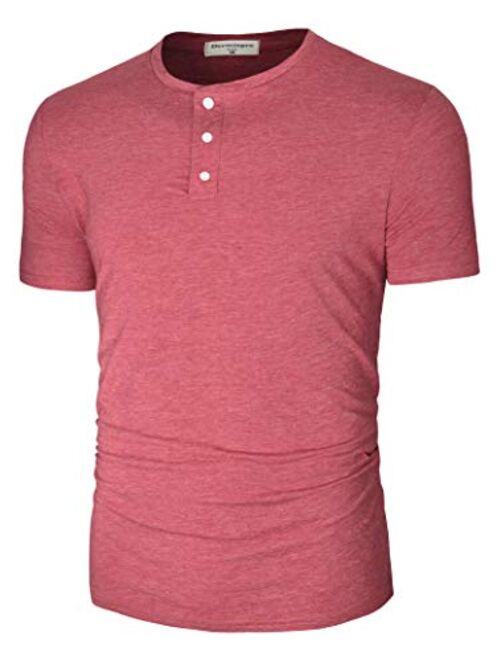 Derminpro Men's Henley Cotton Casual Short/Long Sleeve Lightweight Button T-Shirts