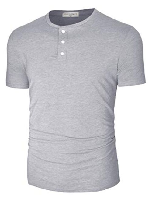 Derminpro Men's Henley Cotton Casual Short/Long Sleeve Lightweight Button T-Shirts