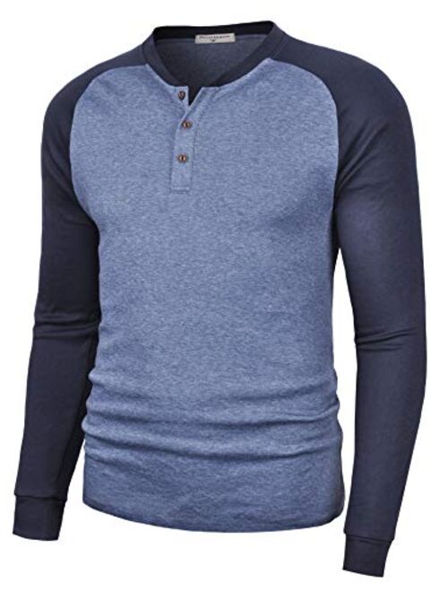 Derminpro Men's Henley Cotton Casual Short/Long Sleeve Lightweight Button T-Shirts