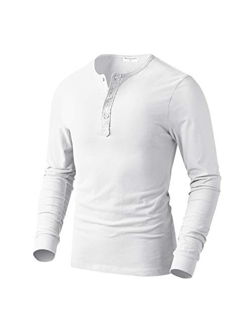 Derminpro Men's Henley Cotton Casual Short/Long Sleeve Lightweight Button T-Shirts