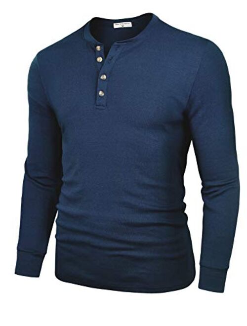 Derminpro Men's Henley Cotton Casual Short/Long Sleeve Lightweight Button T-Shirts